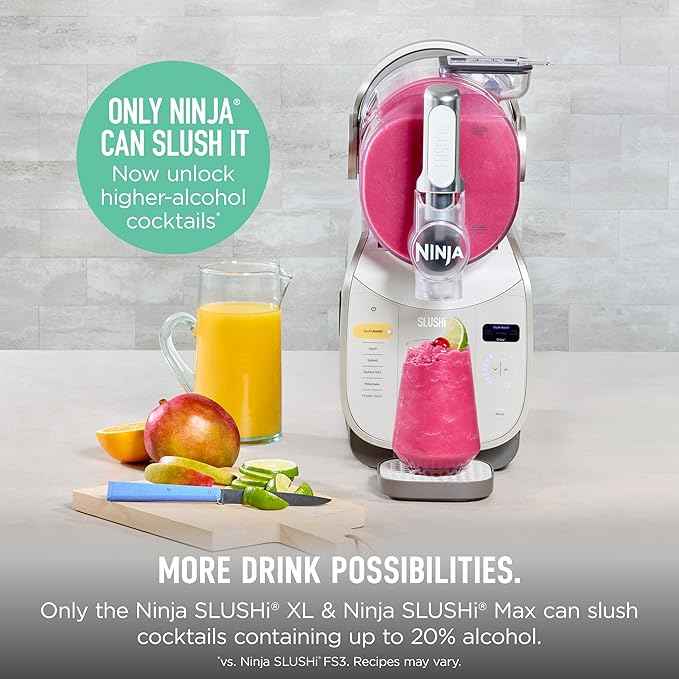 Ninja SLUSHi XL Smart Frozen Drink Maker & Slushi Machine | With SlushAssist Technology |128 oz. Capacity | Sodas, Margaritas, Frappes, Milkshakes & More | Crema | FS601BR