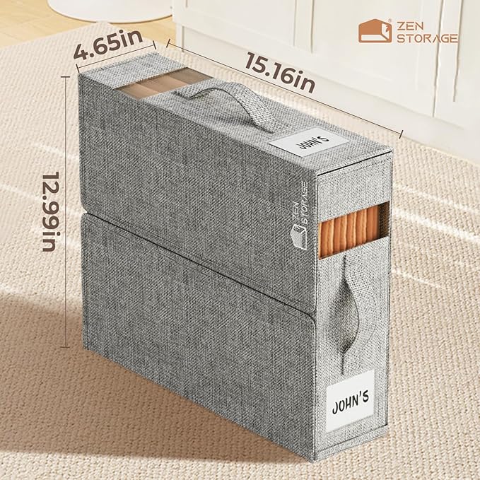 6Pack Sheet Organizers and Storage - King/Queen Size Sheet Storage Organizer with Window, Foldable & Dustproof Sheet Organizer for Linen Closet for Summer Blankets & Sheet Sets,Grey