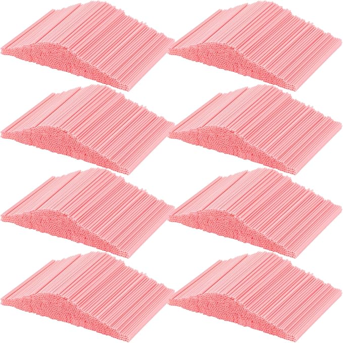 6000 Count Coffee Cocktail Stirrers Straws Disposable Plastic Sip Stir Sticks Cocktail Drink Stirrers Sticks Cups Straws for Bars Juice Drinking(Pink,5 Inch)