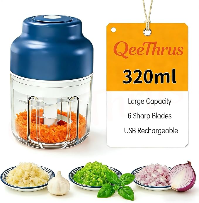 Mini Electric Food, Vegetable, Onion, Garlic, Nut Chopper, Processor & Cutter with Container