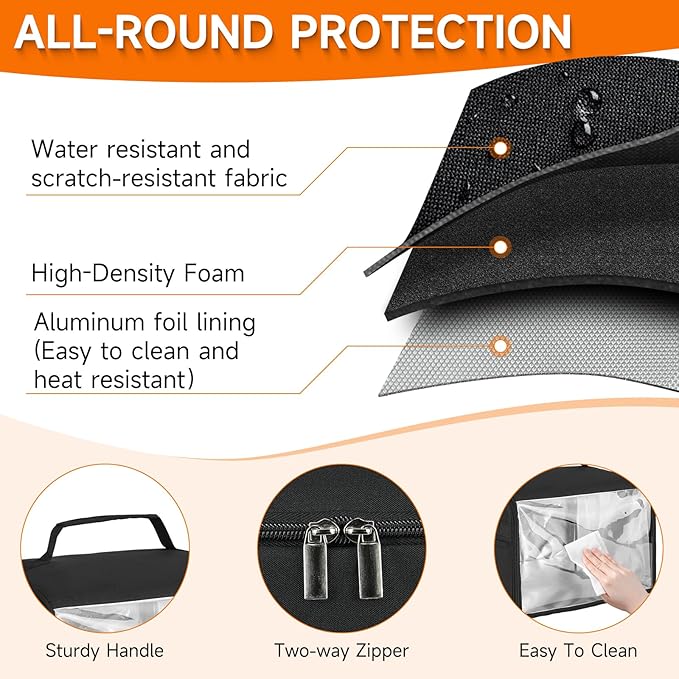 Toaster Cover 4 Slice with Aluminum Foil Lining and Base Compatible with Cuisinart/BELLA/Black and Decker,Cover Only,Black