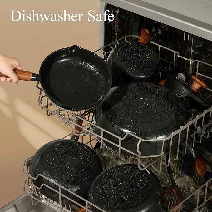 CAROTE ceramic cookware set,nonstick pots and pans，14PCS Non Toxic Healthy Non Stick Kitchen Cooking Pots and Frying Pans Set, PFAS PTFE Free
