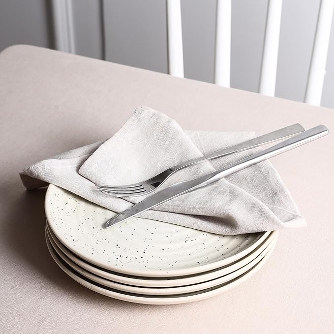 Stone Lain Dua 4-Piece Dinner Plate Set Stoneware, White