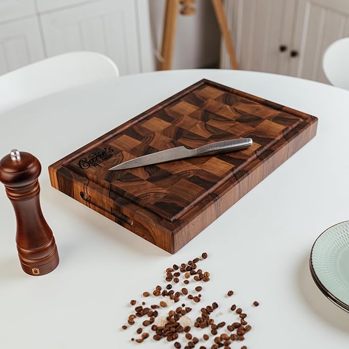 Handmade Personalized Walnut End Grain Cutting Board – Custom Engraved Wood Chopping Block, Perfect Gift for Home Chefs by GrainWoods (24x18x2 Inches)
