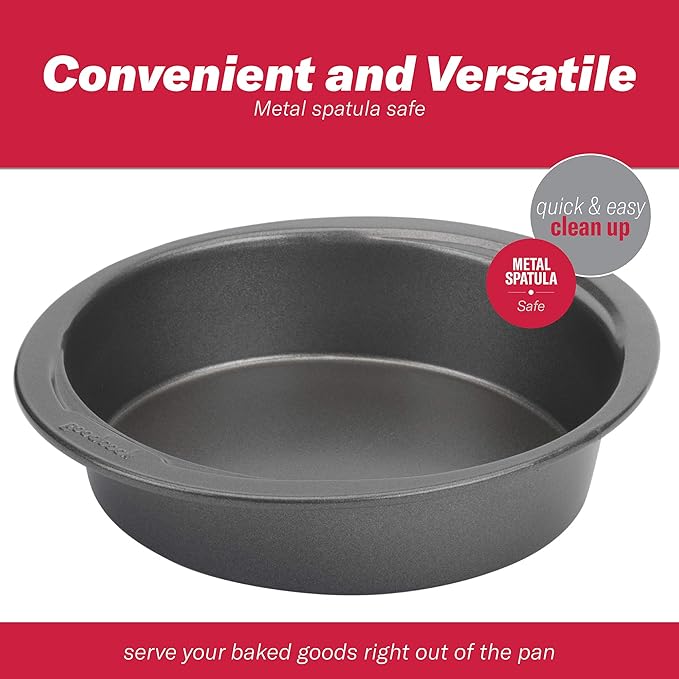 GoodCook Everyday Mini Round Cake Pan Heavy Duty Construction with Metal Utensil Safe Nonstick, 6-Inch, Gray