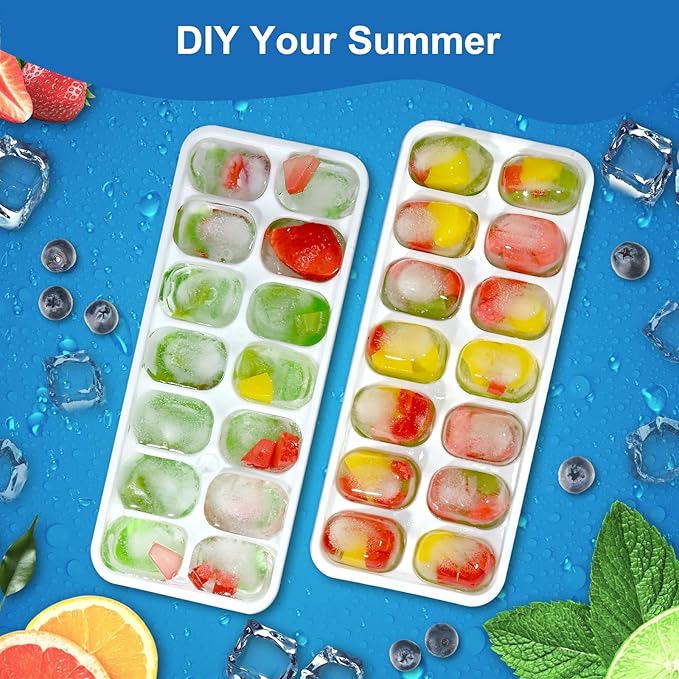 Ice Cube Trays with Lid and Bin, Silicone Plastic Ice Cubes Trays 9 Pack, Stackable Molds for Freezer, Storage Iced Bucket Kits BPA-Free and Odor-Free