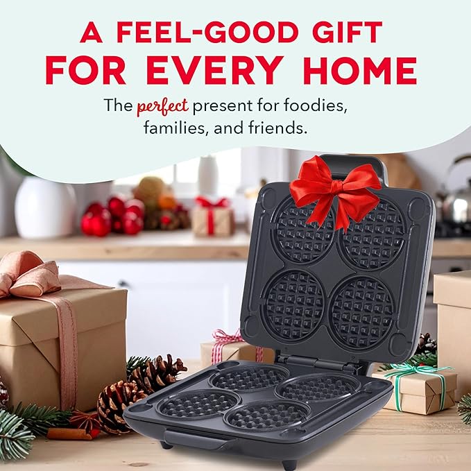 Dash Multi Mini Waffle Maker- Quad Waffle Maker for Family Breakfasts - Dual Nonstick Heating Plates & Easy-Release Surface - Compact & Fast-Heating - Aqua