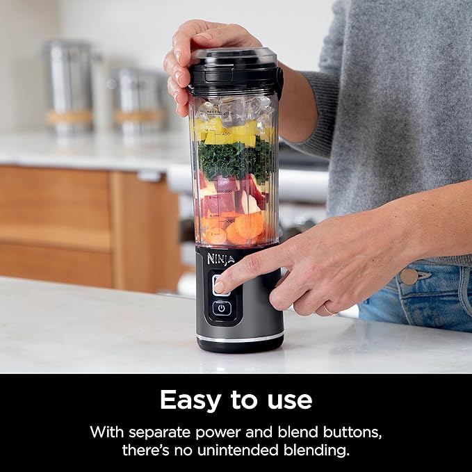 Ninja Blast Portable Blender, Cordless, 18oz. Vessel, Personal Blender for Shakes & Smoothies, BPA Free, Leakproof Lid, USB-C Rechargeable, Black, BC151BKC (Canadian Version) (Renewed)