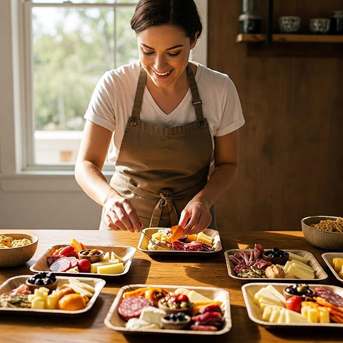 100% Natural 10” Palm Leaf Square Plate (200 Pack), Compostable & Biodegradable Dinnerware for Catering, Birthdays, Halloween, BBQs, Thanksgiving, Alternative to Paper & Bamboo Plates Disposable