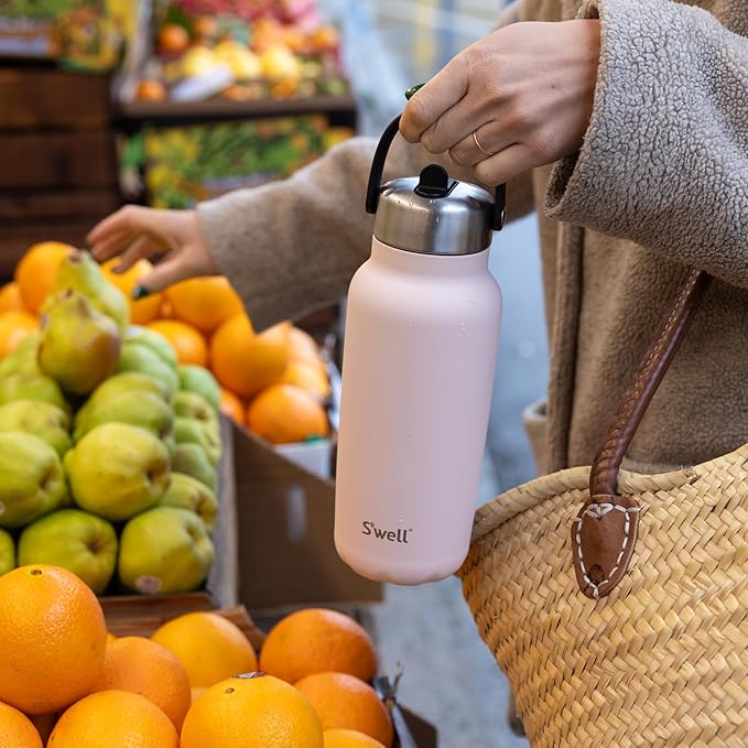 S'well Recycled Stainless Steel Explorer with Flip Straw Lid, 32oz, Himalayan Salt, Triple Layered Vacuum Insulated Containers Keeps Drinks Cold for 42 Hours and Hot for 10