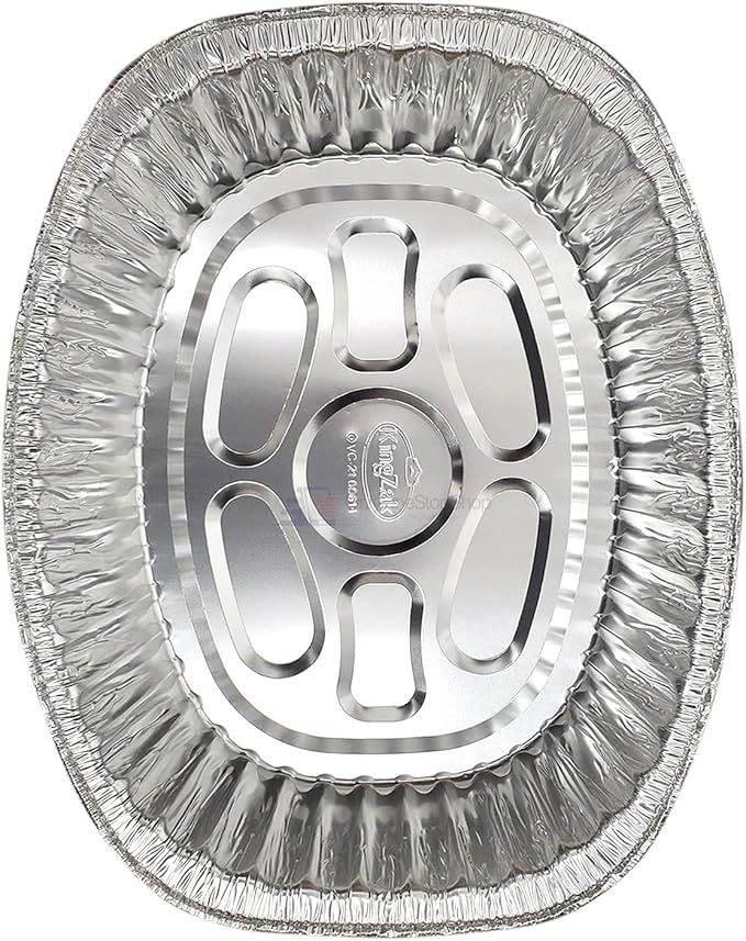 Disposable Oval Roasting Pan - Durable Turkey Roaster Pans Extra Large, Heavy-Duty Aluminum Foil, Deep, Oval Shape for Chicken, Meat, Brisket, Roasting, Baking, Recyclable (10)