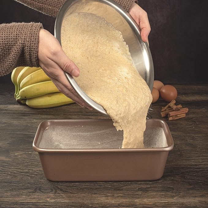 HAPPIELS Nonstick 9x5 inch Bread Loaf Pan for Oven | PFOA & BPA Free Non Toxic Loaf Tin | Molds for Baking | Best 9 x 5 Non stick Bakeware | Nontoxic 5x9 Banana Bread Mold Pans & Tins