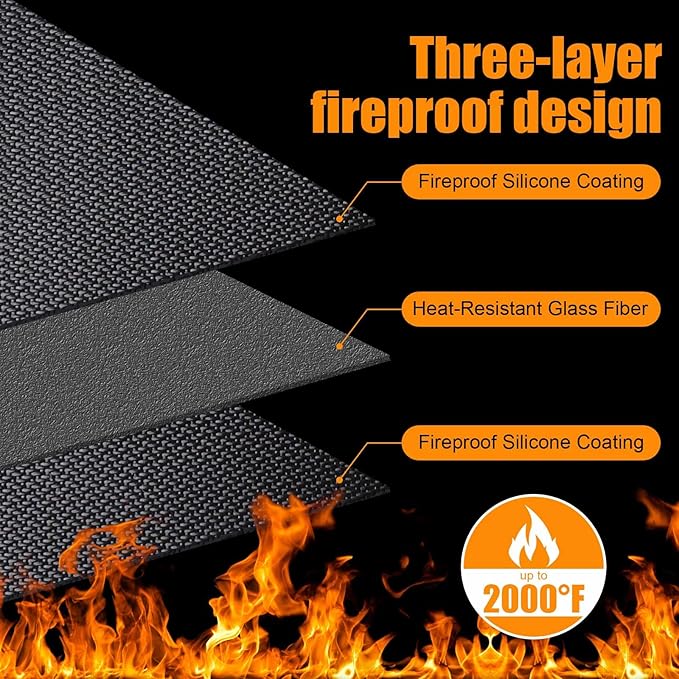 70X48 Inches Extra Large Grill Mat for Outdoor Grill - Fireproof Deck and Patio Protector, Waterproof and Oil-Proof Barbecue Grill Mat