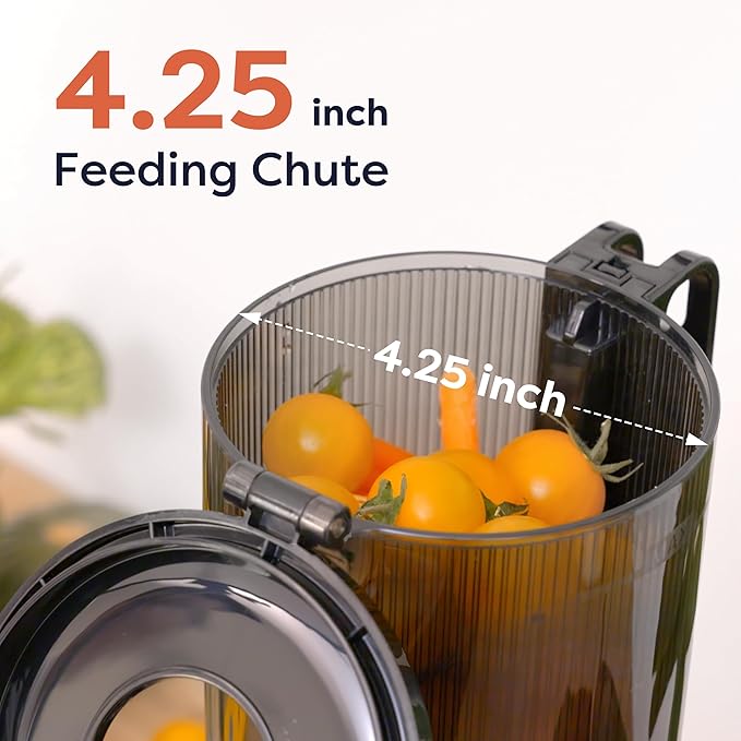 Ciarra Cold Press Juicer - 4.3” XL Feed Chute, Quiet Motor, 406Oz BPA-Free Juicer Machines, 99% Juice Yield Slow Masticating Juicer for Whole Fruits & Vegetables, Easy to Clean