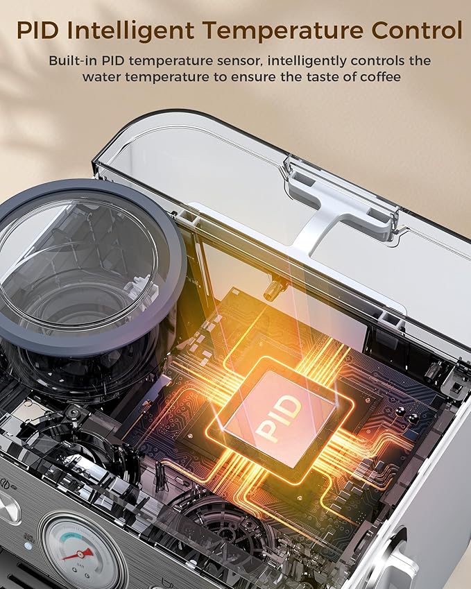 COWSAR (2025 Upgrade 15 Bar Espresso Machine with Grinder & Milk Frother Steam Wand, Tamping Tools,58mm Commercial Espresso Maker for Home,Coffee Maker with Grinder Perfect for latte,Cappuccino
