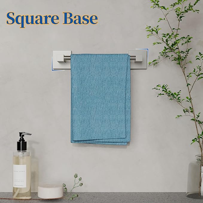 RUACQ Hand Towel Holder, 9 Inch Hand Towel Bar for Bathroom Wall Mounted, 304 Stainless Steel Towel Rack with Square Base(Brushed Nickel)