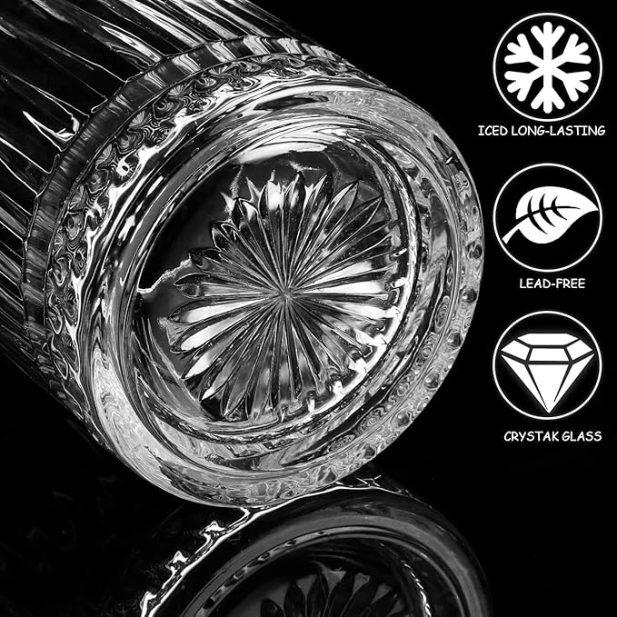 Gusnilo 24 Oz Cocktail Shaker Glasses - 710ml Crystal Bar Mixing Glass Set with Stirring Glasses (2PCS) for Whiskey, Martini, Old Fashioned