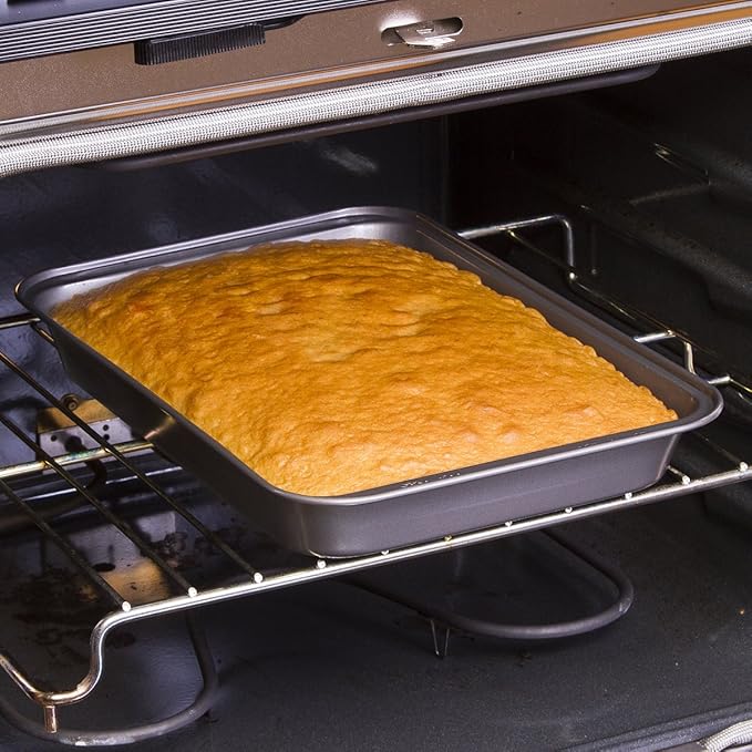 Ecolution Bakeins Lasagna and Roasting Pan – PFOA, BPA, and PTFE Free Non-Stick Coating – Heavy Duty Carbon Steel – Dishwasher Safe – Gray – 14.5” x 10.375” x 1.9375”