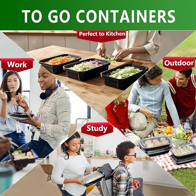Assorted Meal Prep Containers Bulk 48 Set with Lids and Forks - 20oz - 24oz - 28oz -32oz, Reusable Food Containers Leakproof Snack Container, Freezer Safe and Leakproof Plastic Lunch Take Out Box