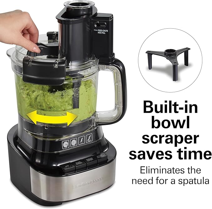 Hamilton Beach Stack & Snap Food Processor with Bowl Scraper, 10 Cup Capacity, Black, (Renewed) R70822