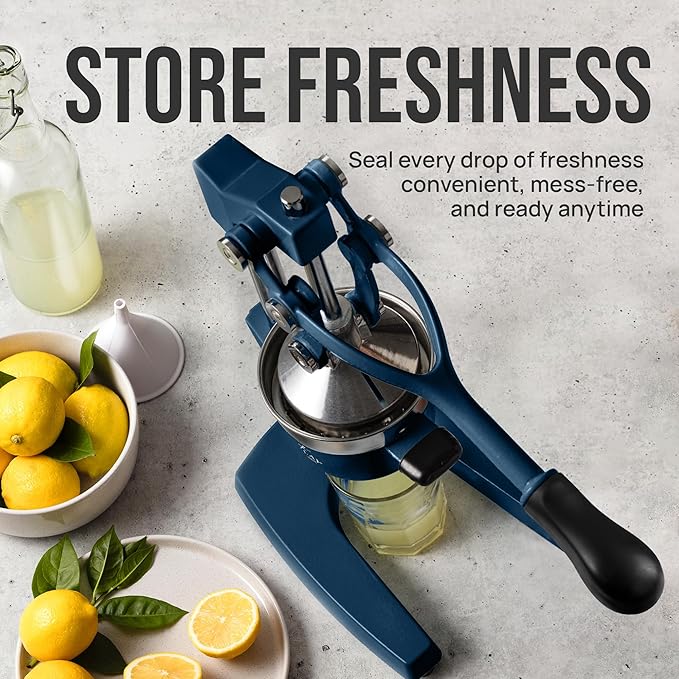 Zulay Kitchen Cast Iron Juicer - Heavy Duty Manual Juicer with Detachable Strainers for Easy Cleaning, Orange Juice Press for Citrus Fruits, Perfect for Bartenders, Juice Lovers & Health Enthusiasts