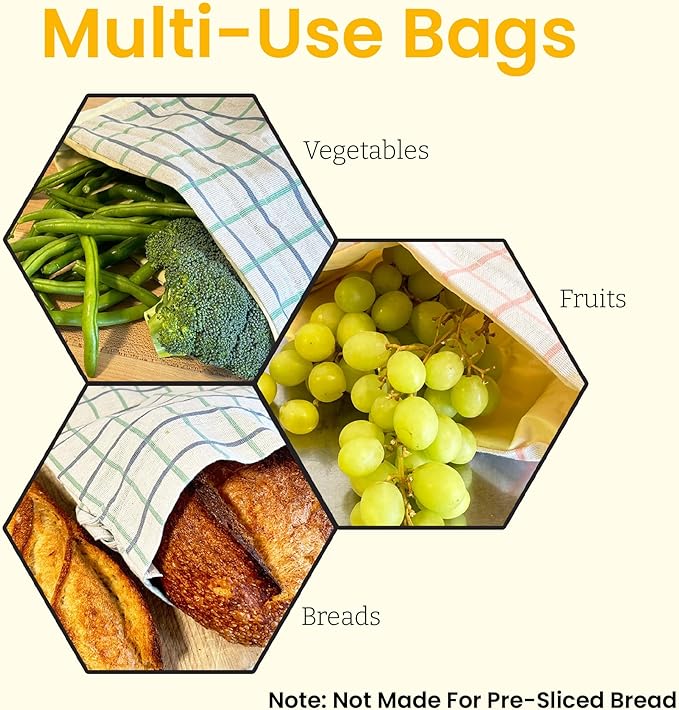 Keeki Bag - The Original Beeswax Lined Bread Bag for Homemade & Sourdough | Reusable Linen Bread Storage | Beeswax Wrap Alternative | Plastic-Free Storage w/Wide Drawstring Closure (Natural)