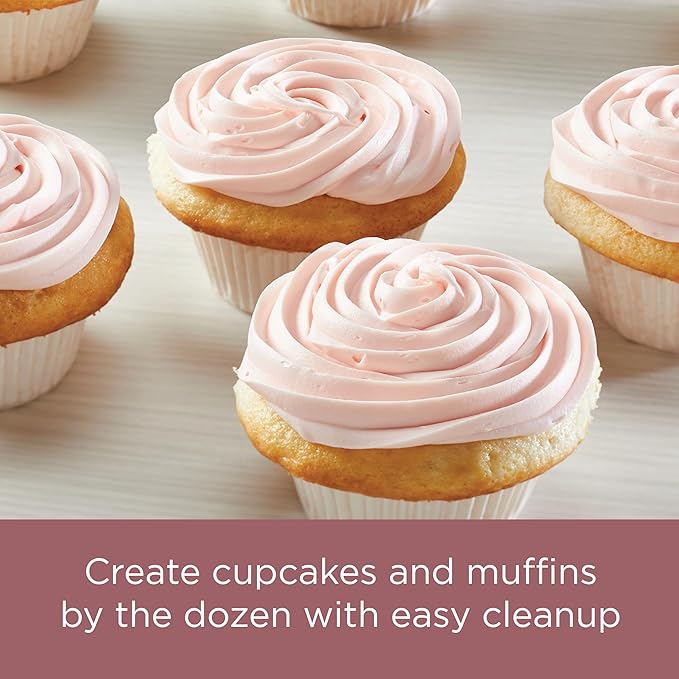 Farberware 47776 Nonstick Bakeware, Nonstick Muffin Pan / Cupcake Pan - 12 Cup, Rose Gold Red