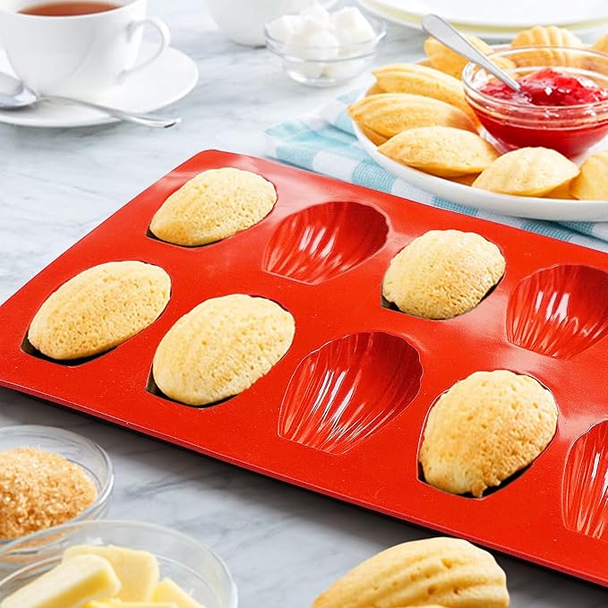 Madeleine Pans for Baking, 12-Cavity Non-Stick Silicone Madeleine Cookies Trays for Baking, 3Pcs Shell Shape Madeleine Mold Cake Pans (Mini(12-Cavity))