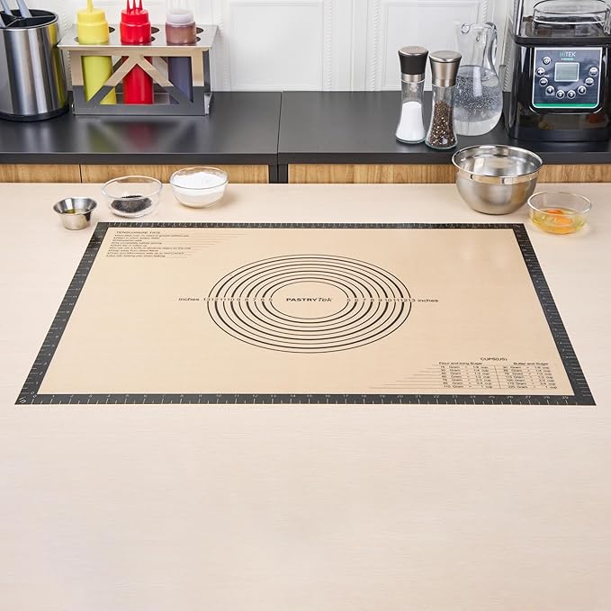 Restaurantware Baking Mat Pack of 1 Non-Stick 23.6"x31.5" Silicone Extra Large Baking Mat, Rectangle Reusable Durable Anti-Slip Sheet with Measurement Markings for Kneading Rolling Shaping Dough