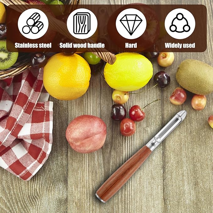 1Pcs I Style Stainless Steel Vegetable Peeler for Fruit Veggie Heat Resistant Incisive Cucumber Peeler With Solid Wood Handle for Home Kitchen Use