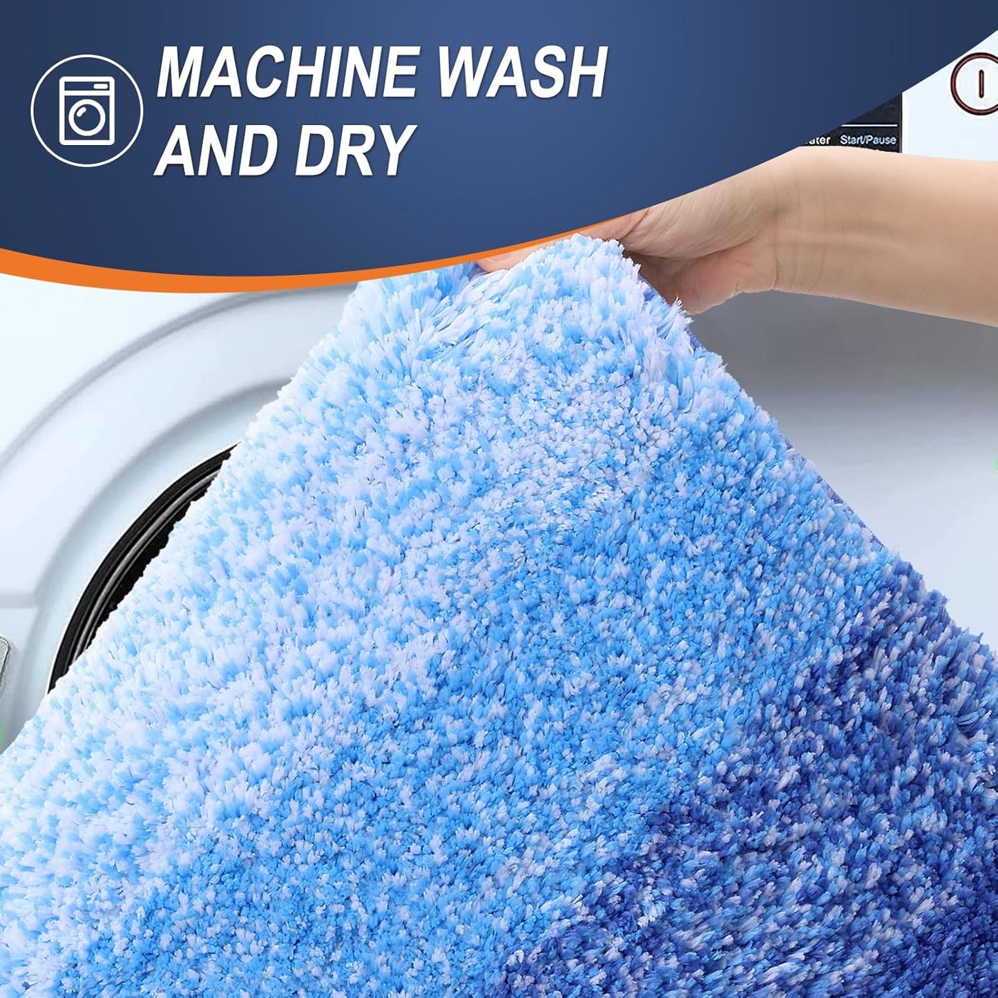 OLANLY Bathroom Runner Rugs 59x24, Extra Soft Absorbent Microfiber Bath Rugs, Rubber Backing, Quick Dry, Washable Bath Mats for Bathroom Floor, Tub and Shower, Home Decor Accessories, Light Royal Blue