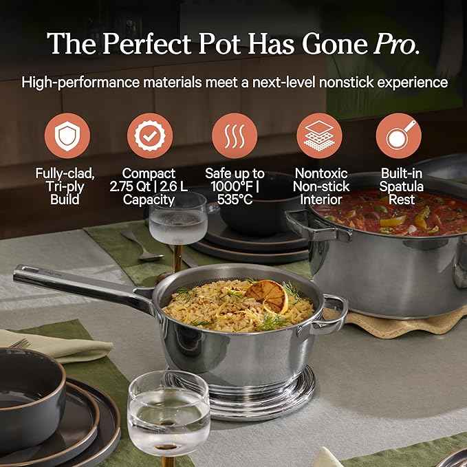 Our Place Mini Titanium Pro Cookware Duo | 6-Piece Tri-Ply Titanium Cookware Set with Always Pan Pro & Perfect Pot Pro | Non-Toxic No-Coating Nonstick | Induction & Oven-Safe up to 1000°F | Chrome