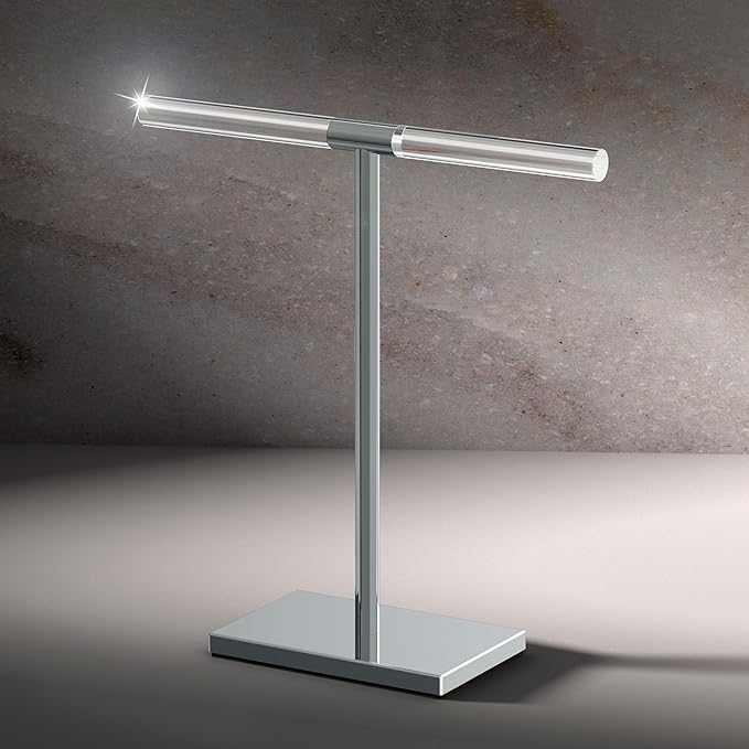 Gatco 1344C, Modern Rectangle Base Freestanding Countertop Towel Holder, Chrome/Acrylic / 10.50" W x 11.13" H T-Shape Style Countertop Hand Towel Holder for Bathroom, Kitchen Towel Rack