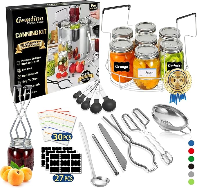 Gemfino Canning Supplies Starter Kit with Canning Rack,Canning Kit for Beginners