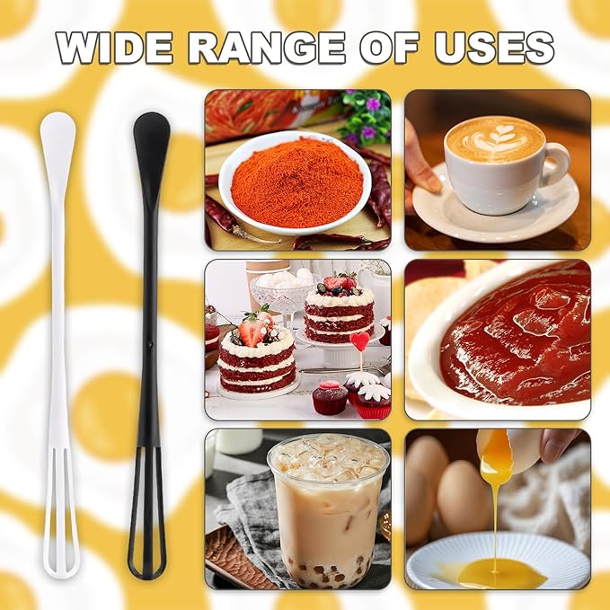 6PCS Tiny Whisk, Mini Whisk, Multi-function, Small and Easy to Clean, Easy to Use, for Stirring, Beating, Mixing Ingredients, Mixing Sauces (White and Black)