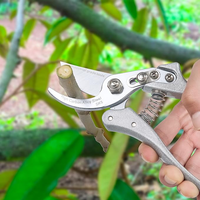 Pruning Shears SK5 Steel Hand Pruners – Ultra Sharp Garden Clippers with Safety Lock, Comfort Grip, Cuts Branches Up to 3/4 Inch for Flowers & Plants