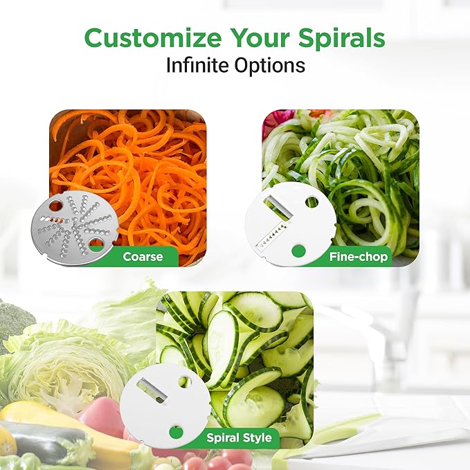 NutriChef Electric Vegetable Spiralizer – 3-Blade Zucchini Spiralizer Noodle Maker, Veggie Spiral Slicer for Healthy Zoodles, Salad, Pasta, & Garnishes – Dishwasher-Safe, Food-Grade Design