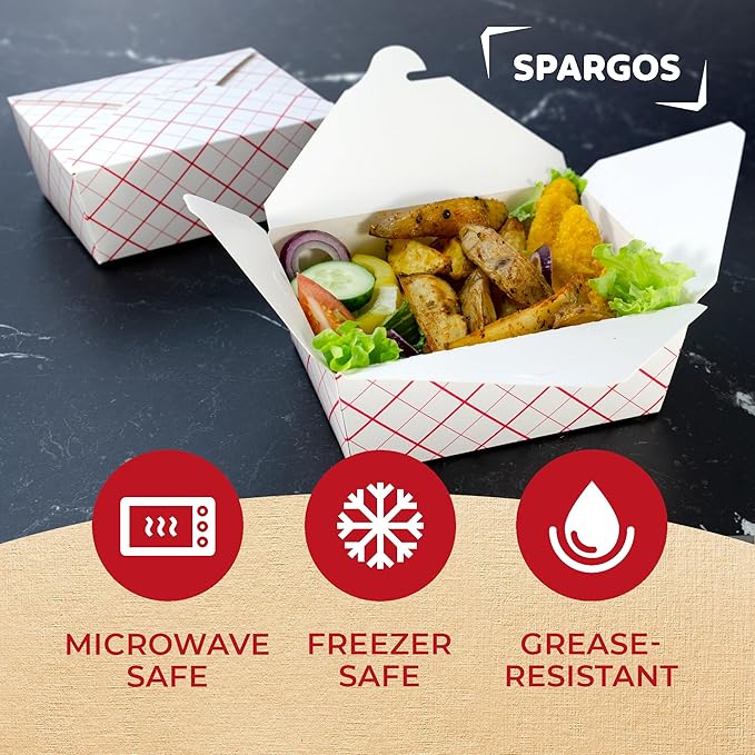 Take Out Boxes (60 Pack) 45oz White - Cardboard Paper Togo Chinese - Takeout Storage Containers -Biodegradable Eco To Go Food Containers For Restaurants Catering
