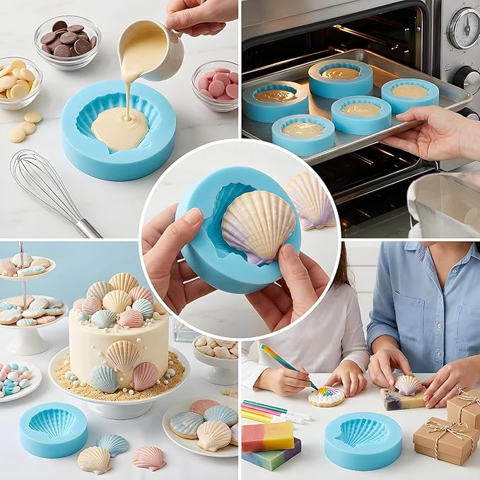 Seashell Fondant Molds Seashell Chocolate Silicone Mold for Cake Decorating Cupcake Topper Candy Gum Paste Polymer Clay
