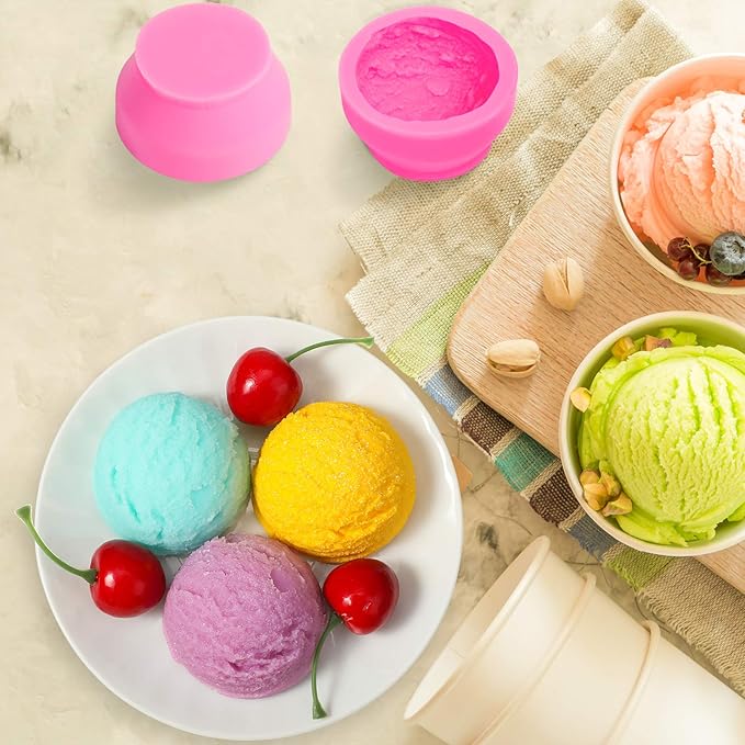 Patelai 3D Ice Cream Ball Shape Silicone Molds Cookie Pastry Mould Candle Soap Clay Mold for Wedding Cake Chocolate Dessert Pudding Mousse DIY Kitchen Baking(3 Pieces)