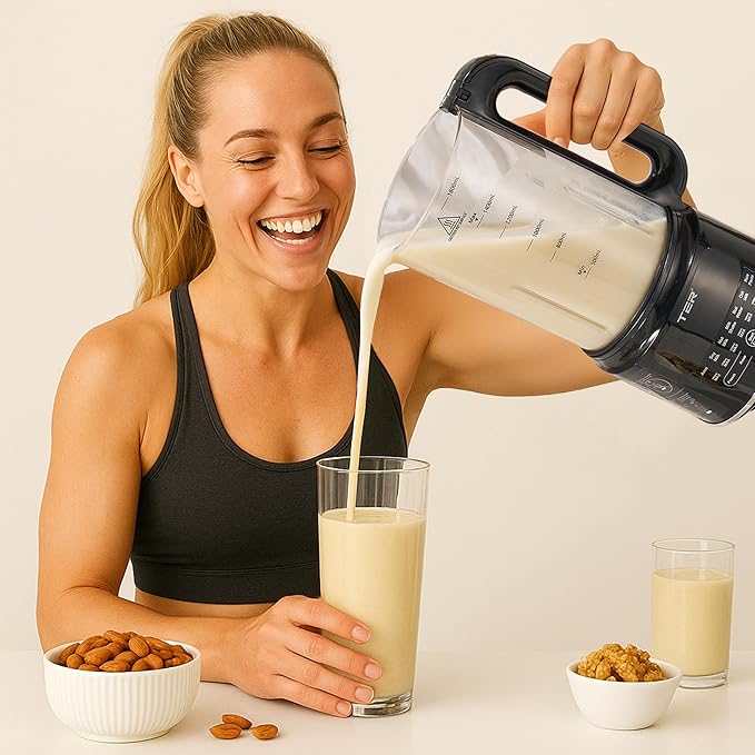 50OZ Nut Milk Maker Machine, TER 10-in-1 Soy Milk Maker for Almond/Oat/Soy Milk, Juice, Milkshake, Rice Paste, Auto Clean/24H Preset Time/12H Keep Warm, with 7 Accessories, Black
