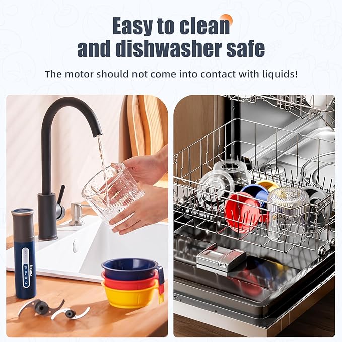 Kawu Electric Food Processor, Cordless Small Meat Grinder for Kitchen, Portable Vegetable Chopper with Glass Bowl, USB Rechargeable Meat Shredder, Mini Onion Chopper & Food Chopper Vegetable Cutter