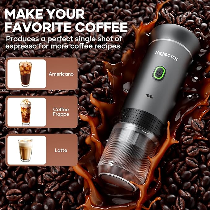Portable Battery Coffee Maker Espresso Machine, 20 Bar Nano Car Coffee Mini Espresso Machines Self-Heating Electric Espresso Maker, USB-C 3-in-1 Ground Coffee & NS Capsule Pod RV Hiking Camping
