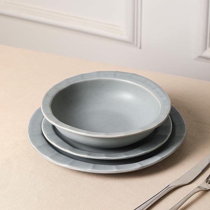 Stone Lain Oasis 4-Piece Pasta Bowl Set Stoneware, Grey Blue