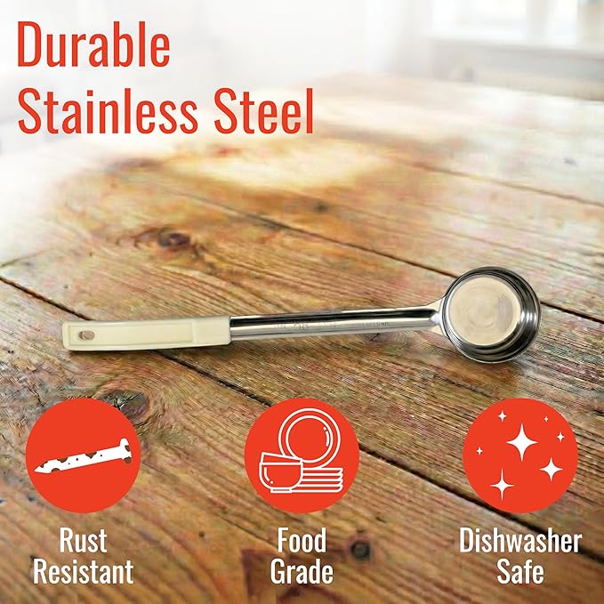 3 Ounce Solid Stainless Steel Portion Control Ladle Spoon for Measuring and Serving; Commercial Grade Serving Scoops [Pack of 12]