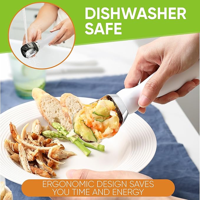 Spring Chef White Commercial Ice Cream Scoop with Comfortable Handle - Heavy Duty Metal Ice Cream Scooper for Frozen Yogurt, Gelato, Sorbet, Melon, Sundae - Dishwasher Safe Kitchen Tool