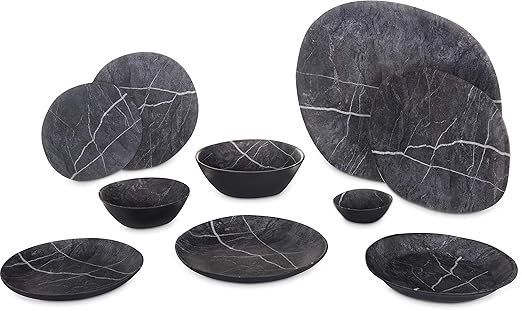 Carlisle FoodService Products Ridge Resuable Plastic Plate Coupe Plate for Home and Restaurant, Melamine, 10 Inches, Soapstone, (Pack of 12)