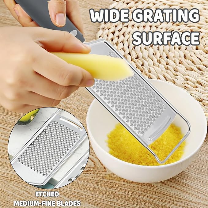 Lemon Zester Stainless Steel Cheese Garlic Grater Tool with Handle for Kitchen with Handle