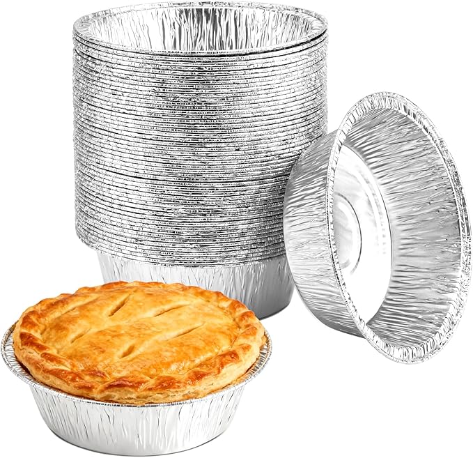 50 Pack 5" Round Tart Pie Foil Pans Disposable Aluminum Foil Tart & Pie Tins for Baking,Cooking,Storage or Reheating