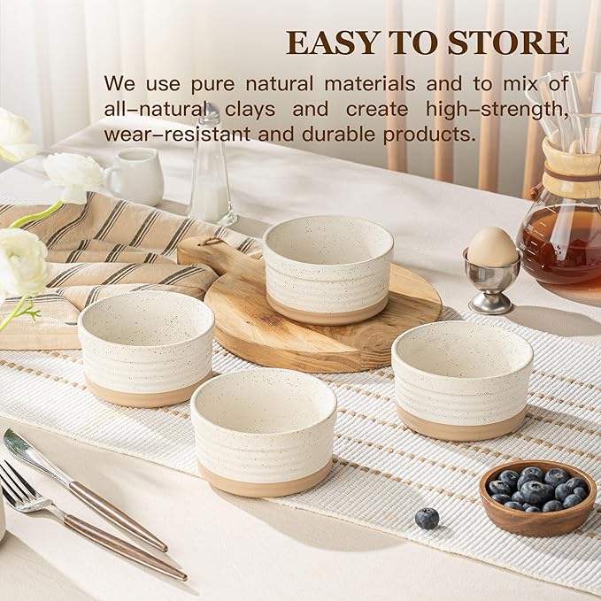 DAFUCERAMIC Ramekins 8 oz Oven Safe, Porcelain Creme Brulee Ramekins Pudding Custard Cups Small Ceramic Souffle Dishes Baking Bowls Set of 4 (Arctic White)